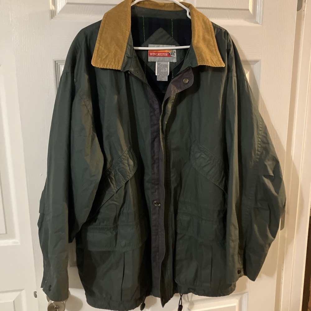 Winchester Jacket Lined Collared Snap Green (Plaid Interior) Large
